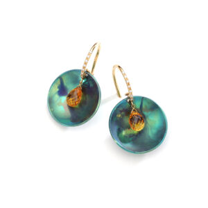 Topaz orange briolette gold 18 karat earrings