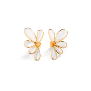 Mother of Pearl gold flower earclips