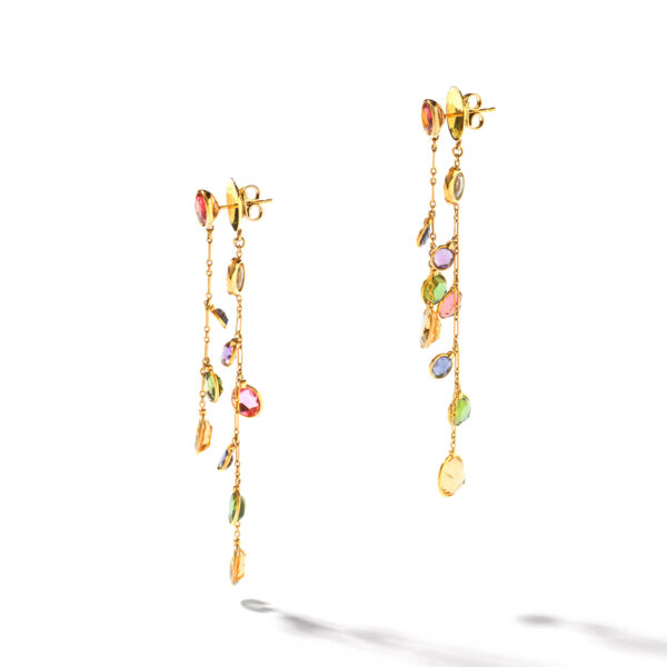 Multi Gems Gold Ear Pendants