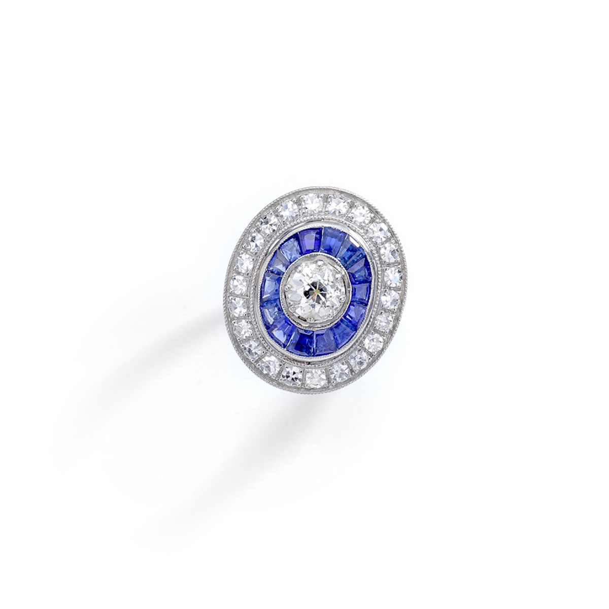 Art deco sapphire gem diamond ring