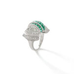 Art deco emerald white diamond platinum ring