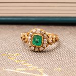 20a284_6-Antique-emerald-gold-engagement-bridal-cluster-ring