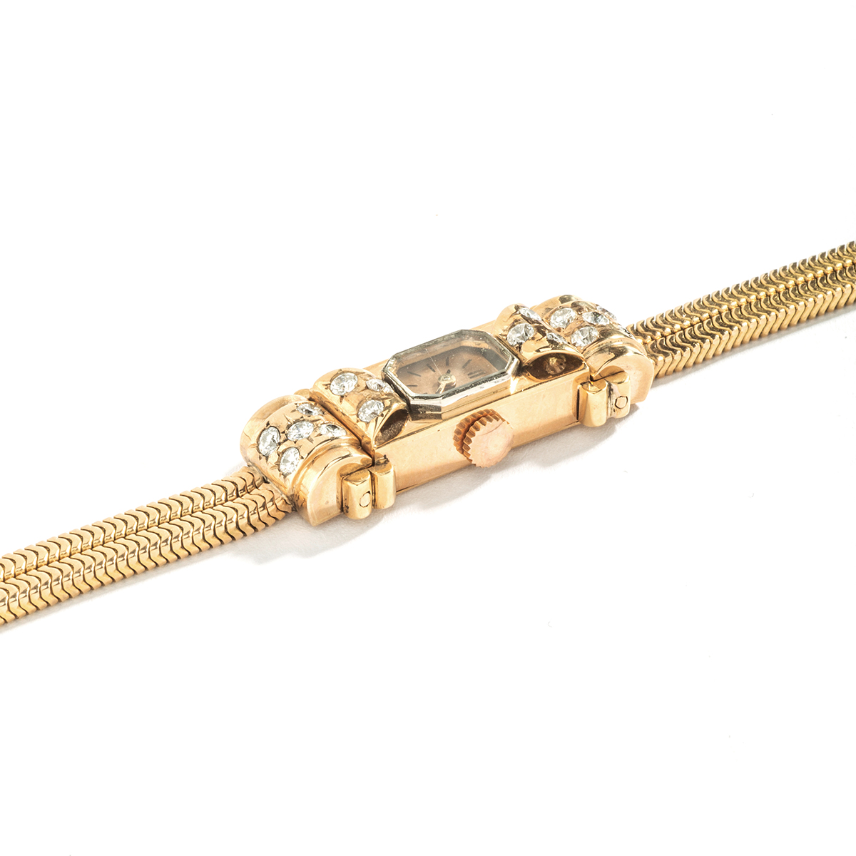 Art-deco-diamond-gold-snake-bracelet