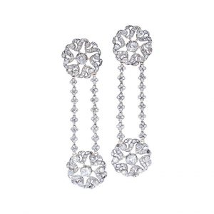 Antique rose cut diamond silver gold earrings
