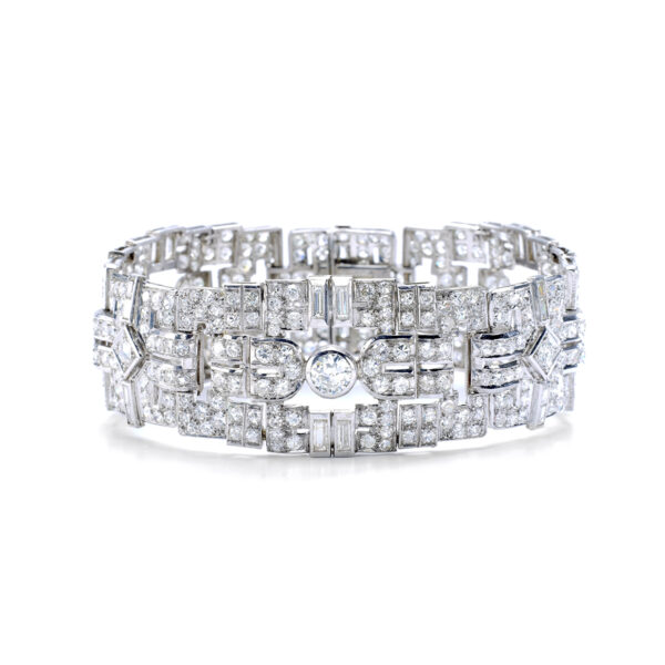 Art deco diamond bangle cuff 1930s engagement bracelet