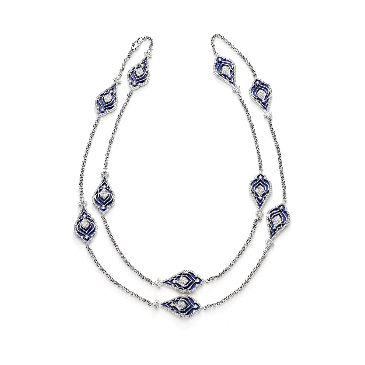 diamonds lapis lazuli white gold 18k necklace