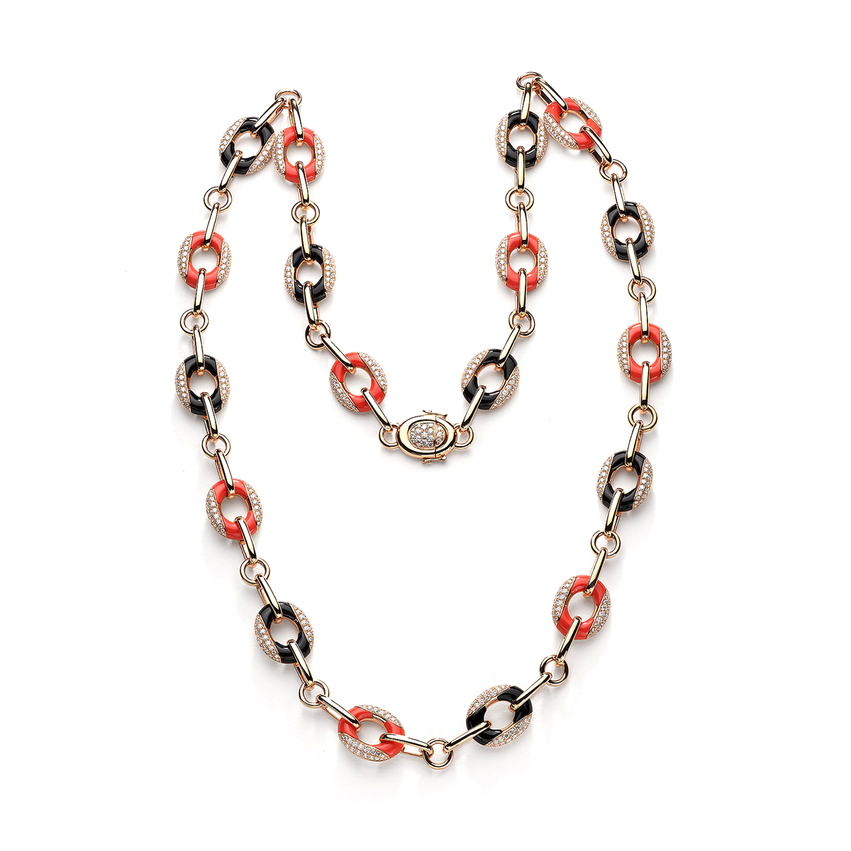 coral and diamond necklace