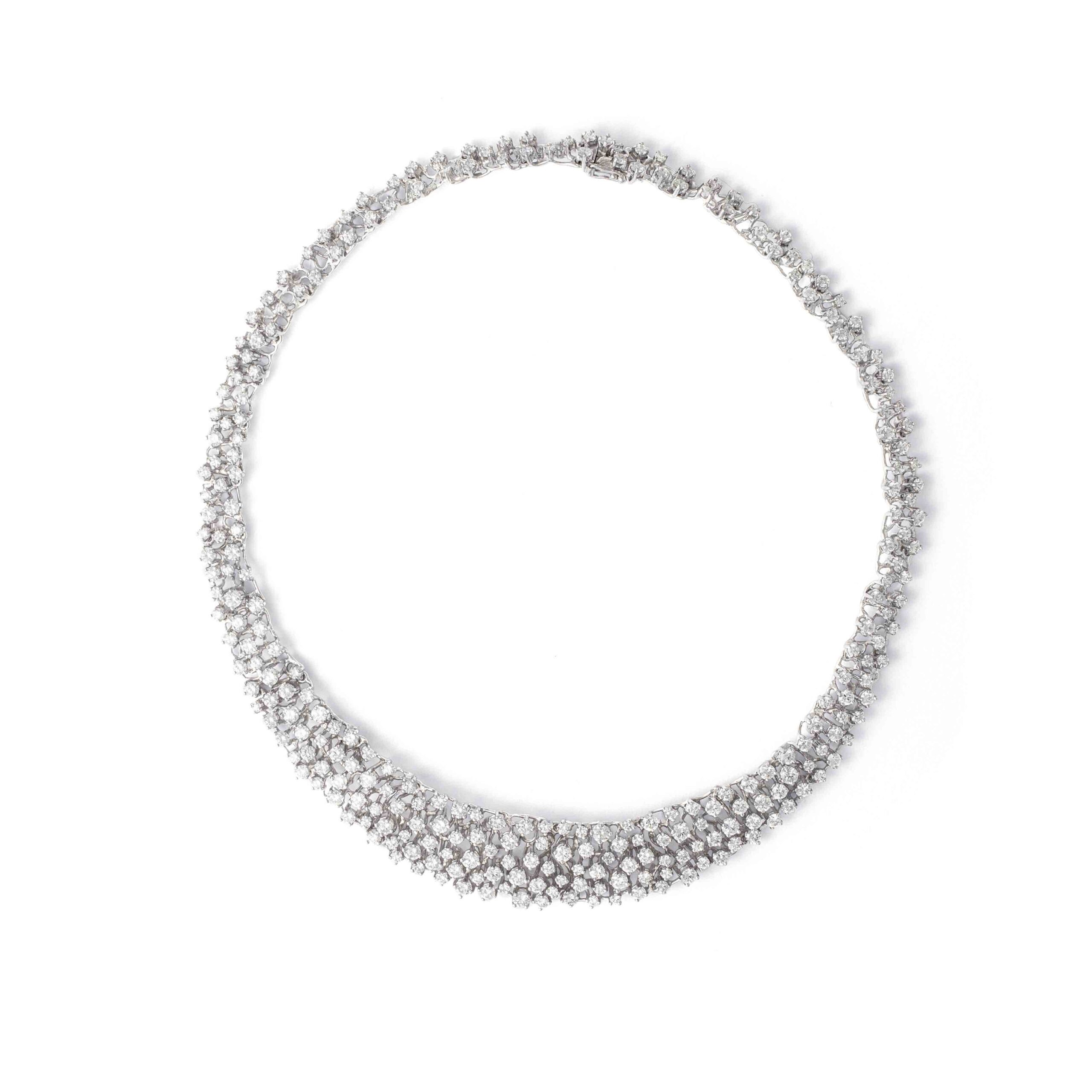 Diamond White Gold 18K Necklace. Total gross weight: 59.37 grams.
