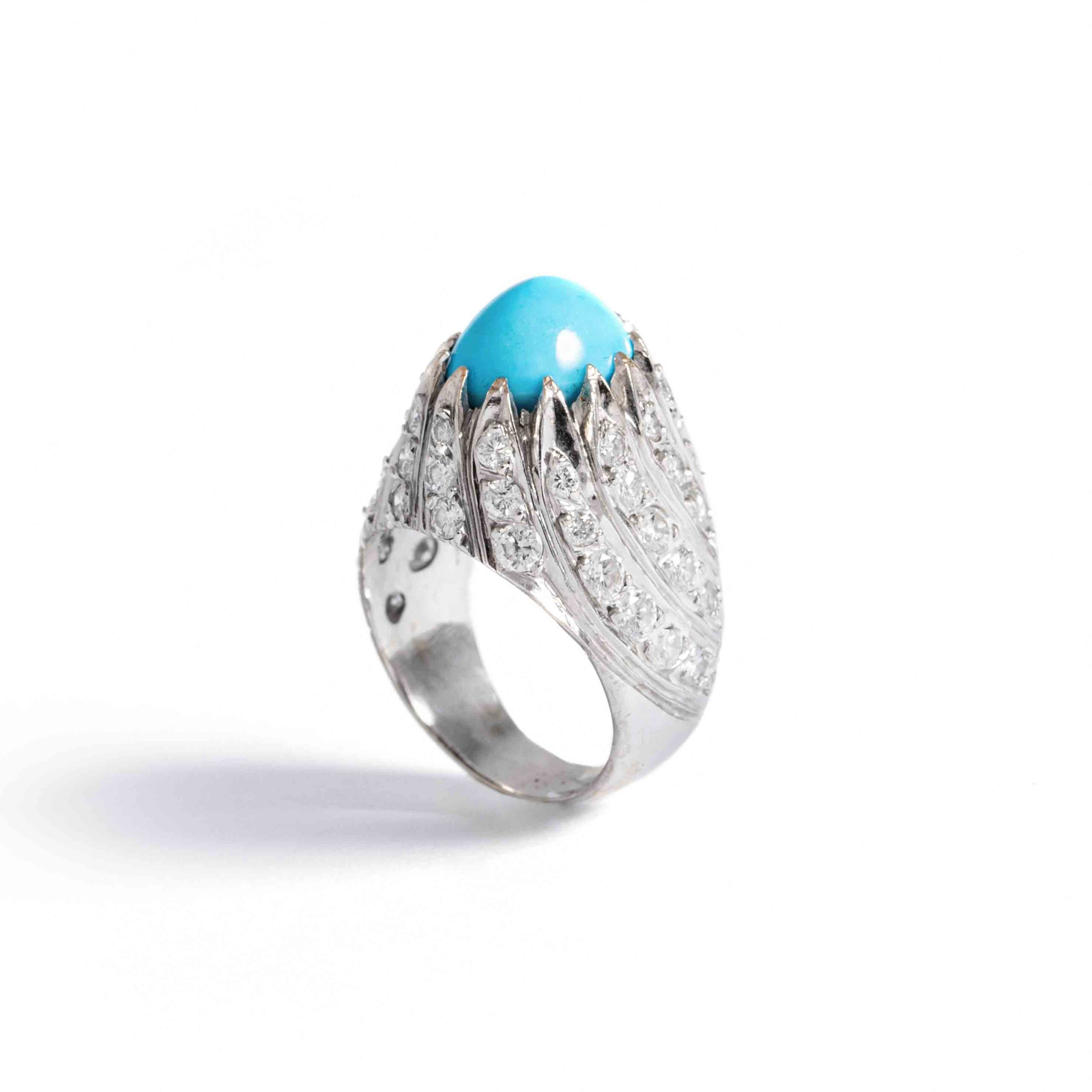 Turquoise Diamond 18Karat White Gold Ring